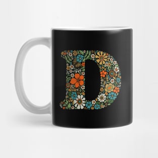 Hippie Floral Letter D Mug